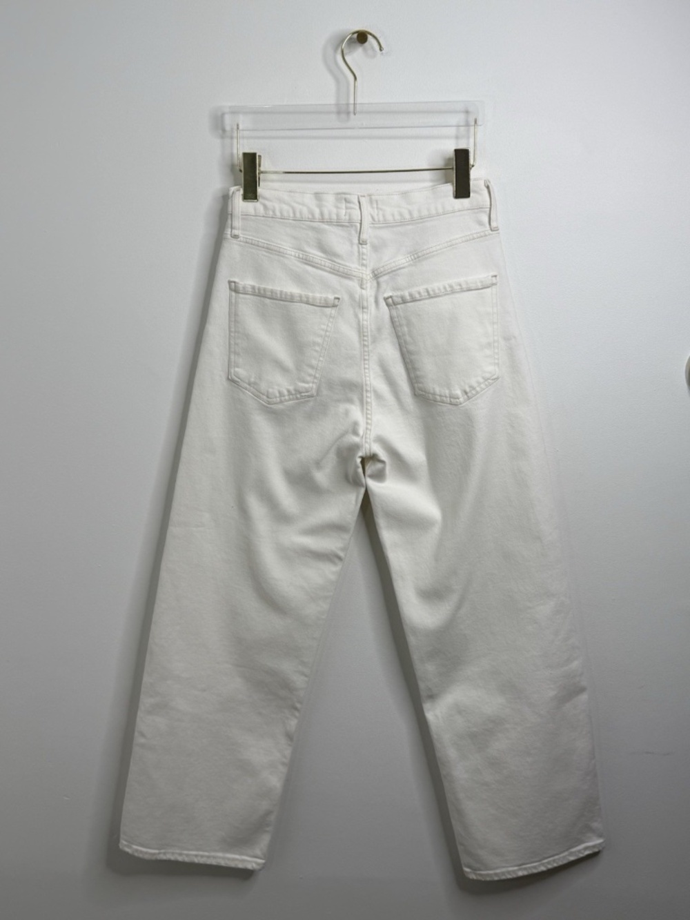 Agolde Ren High-Rise Wide-Leg Jeans Pants Women's Sz 27 Off White Button Fly - Picture 3 of 13